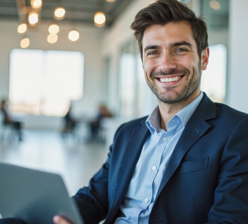 Corsi online inglese. Studente contento al termine della lezione con i nostri insegnanti.