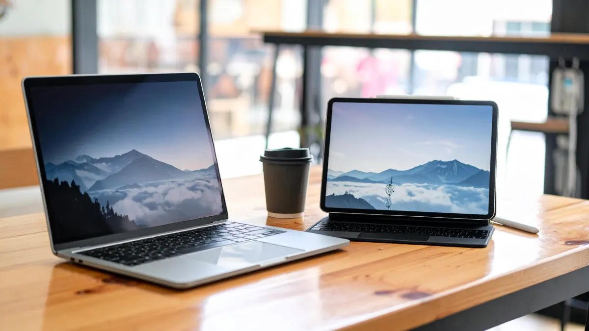 Confronto tra un PC portatile e un tablet su una scrivania per seguire le lezioni online.