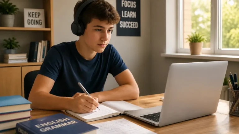 Studente che recupera il debito in inglese online con la British School Isernia