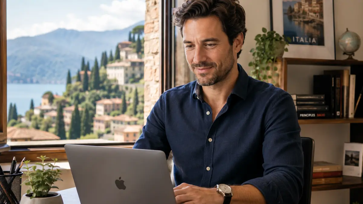 Professionista in smart working in Molise segue un corso di Business English online.
